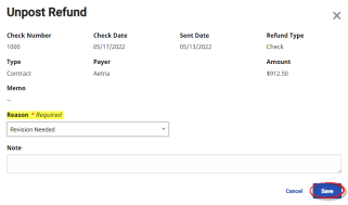 Unpost Refund Window